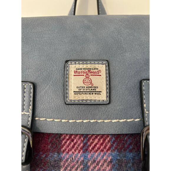 Harris Tweed Scotland Mini Jura Backpack in Pink and Blue Tartan The Islander main image 12